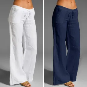 Celmia Women Vintage Wide Leg Pants Summer Palazzo Fashion Long Trousers Casual Elastic Waist Solid Thin Party Pantalones