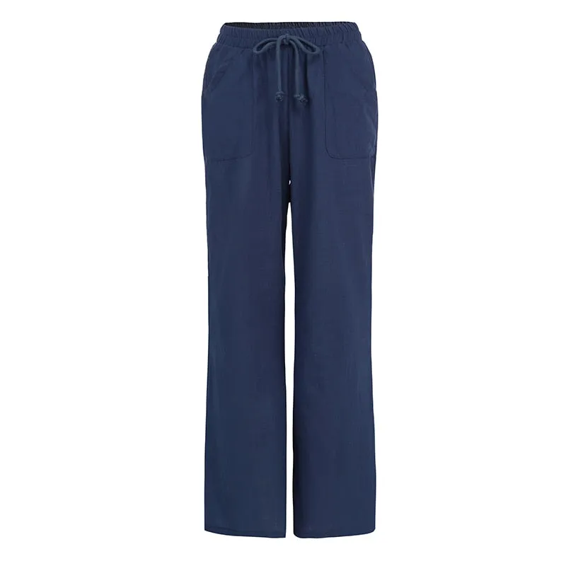 Celmia Women Vintage Wide Leg Pants Summer Palazzo Fashion Long Trousers Casual Elastic Waist Solid Thin Party Pantalones