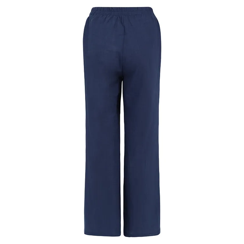 Celmia Women Vintage Wide Leg Pants Summer Palazzo Fashion Long Trousers Casual Elastic Waist Solid Thin Party Pantalones