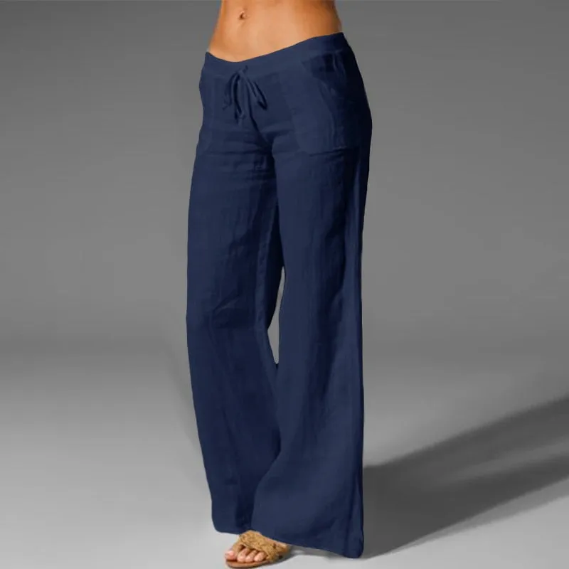 Celmia Women Vintage Wide Leg Pants Summer Palazzo Fashion Long Trousers Casual Elastic Waist Solid Thin Party Pantalones