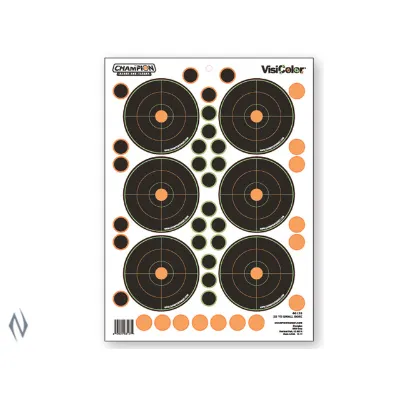 Champion Target Visicolour Adhesive Small Bore Target 25yd 5 Pack