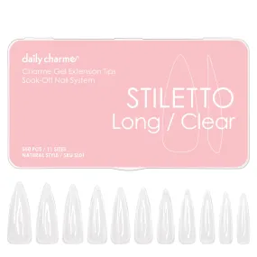 Charme Gel Extension Tips / Stiletto / Long / Clear