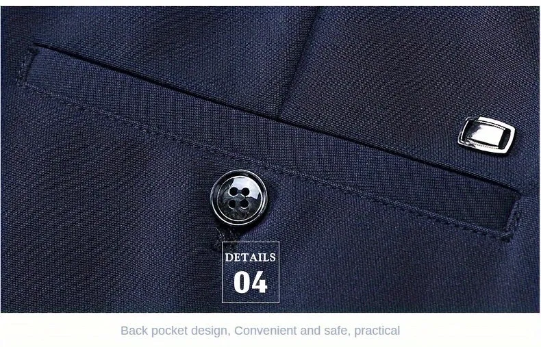 Classic Solid Color Slightly Stretch Dress Pants - Men's Formal Business Pants For Spring And Fall