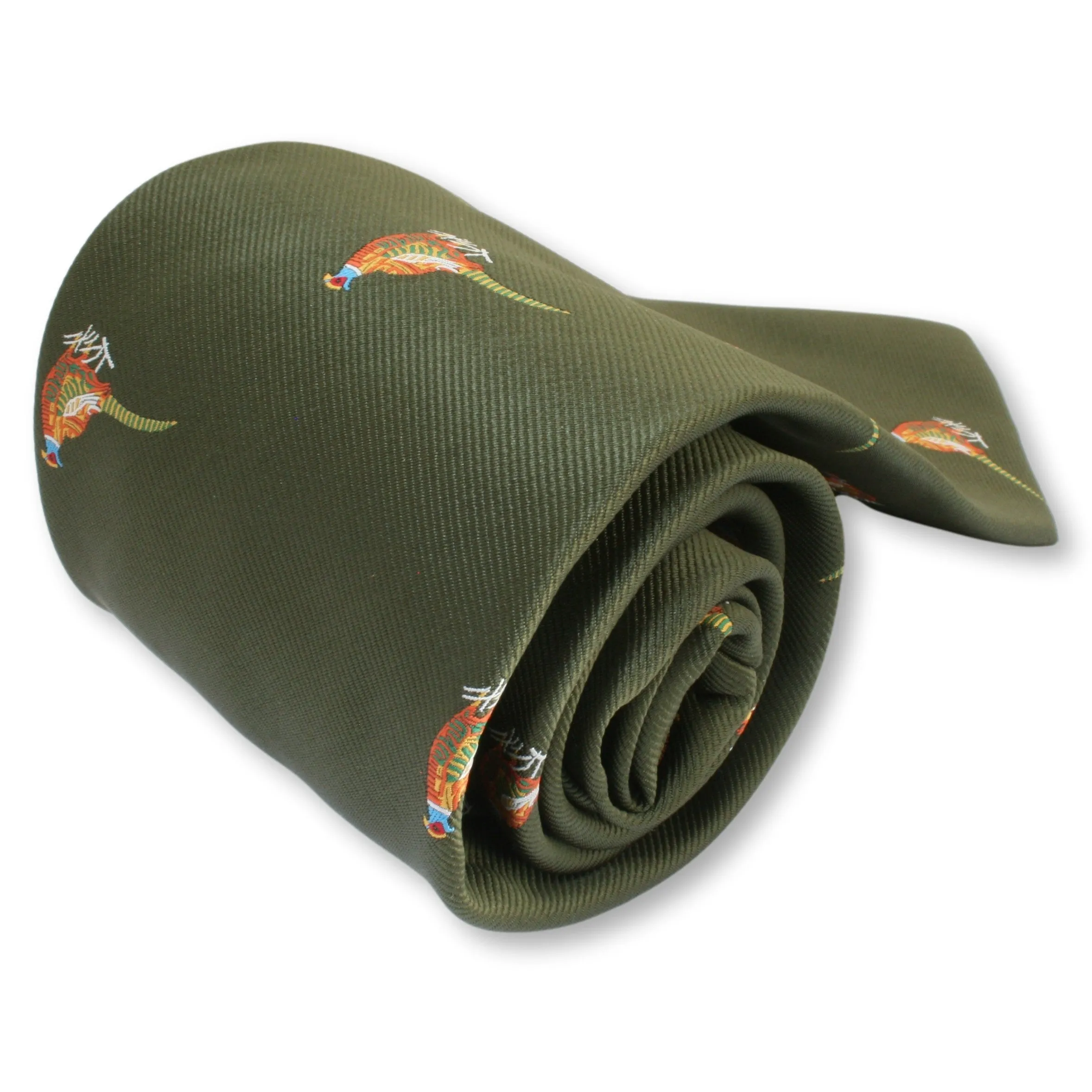 Cock Pheasant Tie Green or Gold Background