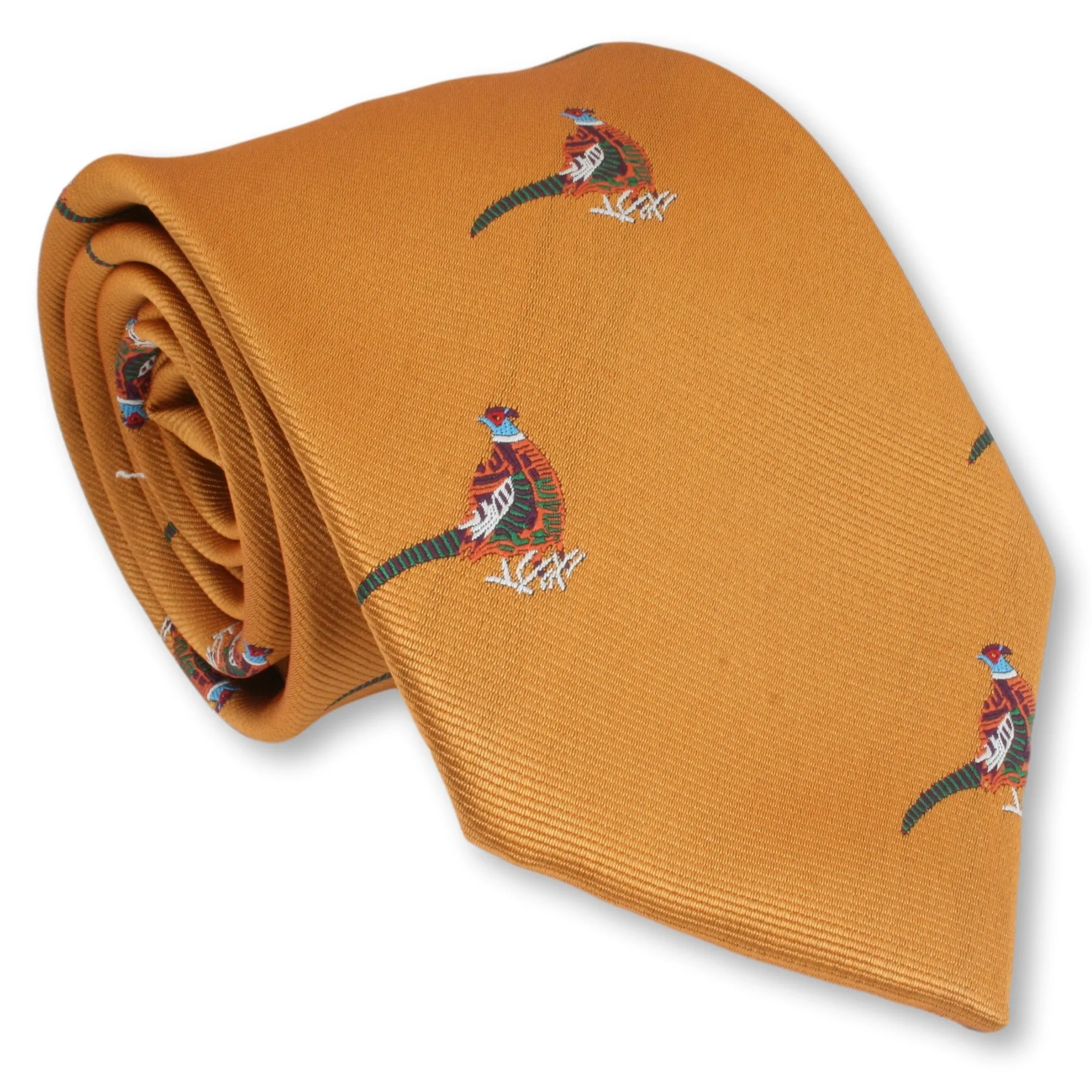Cock Pheasant Tie Green or Gold Background