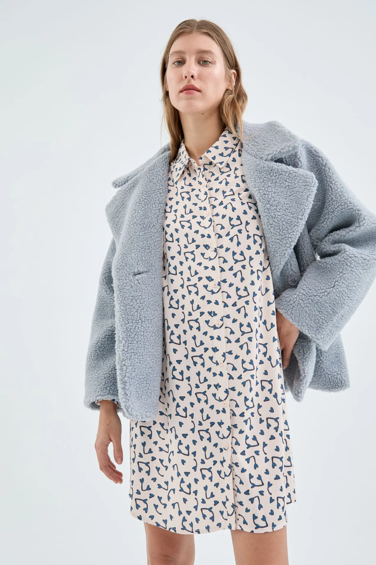 Compania Fantastica Heart Print Short shirt dress