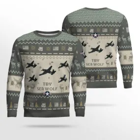 Consolidated TBY Sea Wolf Aircraft Ugly Sweater, Ugly Sweater Christmas Shirt for Men Dad Veteran