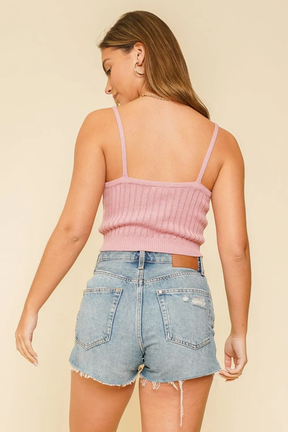 Crop Ribbed Cami Sweater