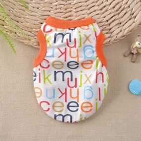 Cute Alphabet Letter Print Summer Small Dog Tank Top