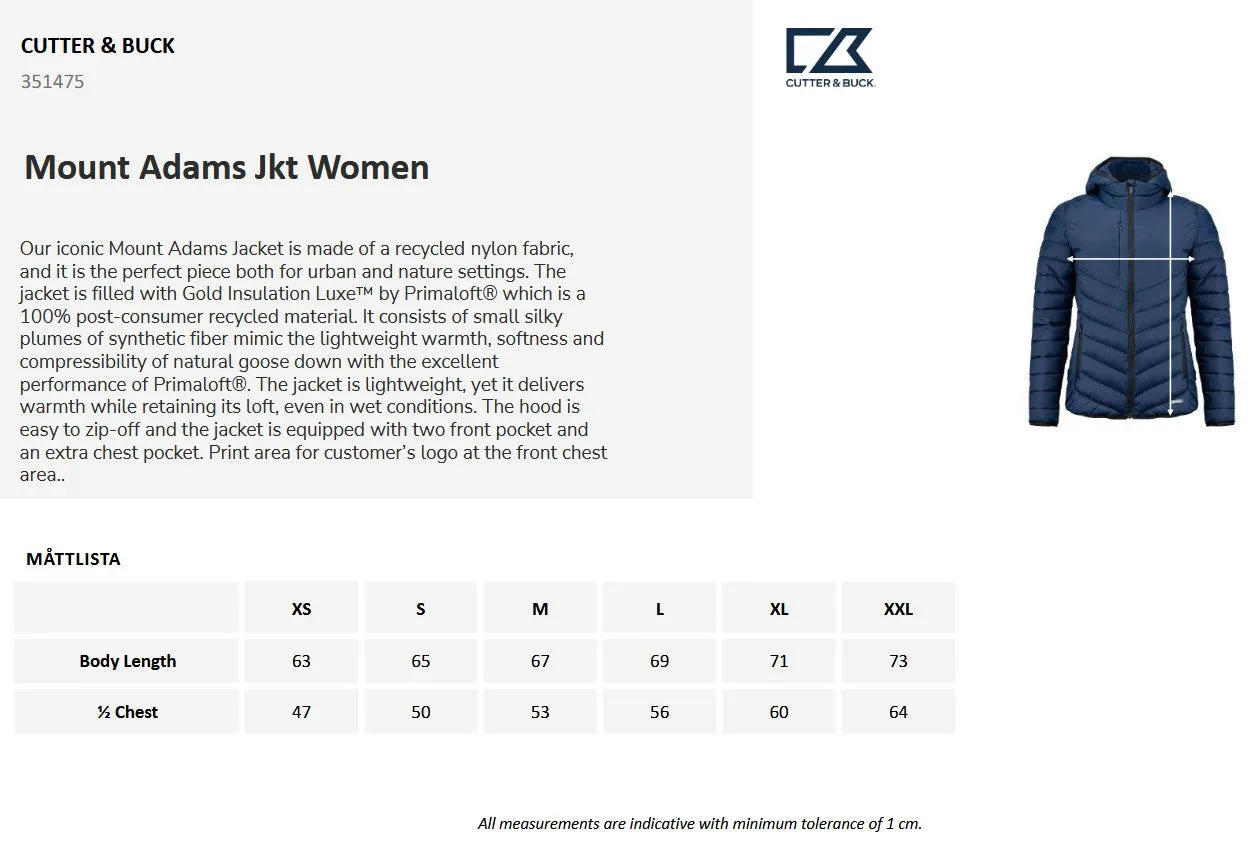 Cutter & Buck Mount Adams Ladies Recycled Hooded Jacket | Lightweight Puffer | 5 Colours | XS-2XL