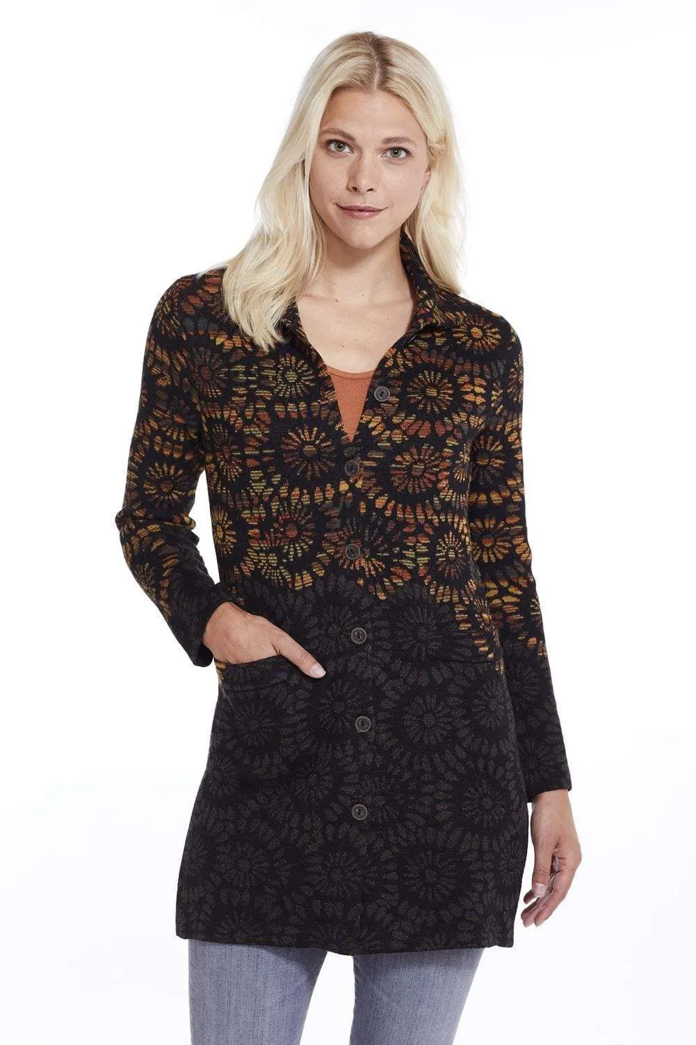 Daisies Baby Alpaca Sweater Coat for Women