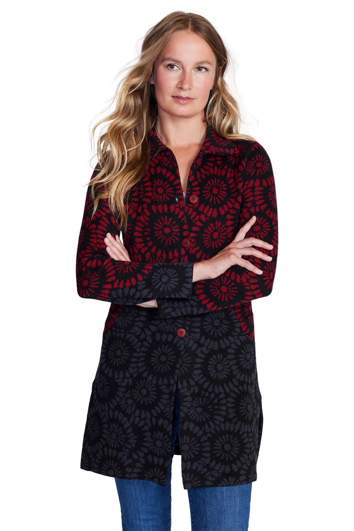 Daisies Baby Alpaca Sweater Coat for Women