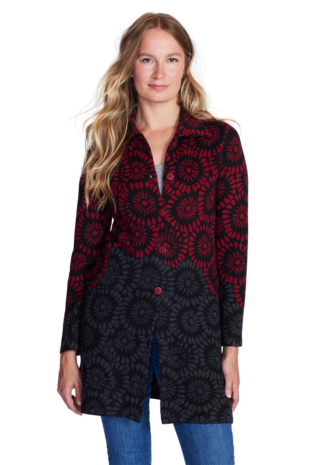 Daisies Baby Alpaca Sweater Coat for Women