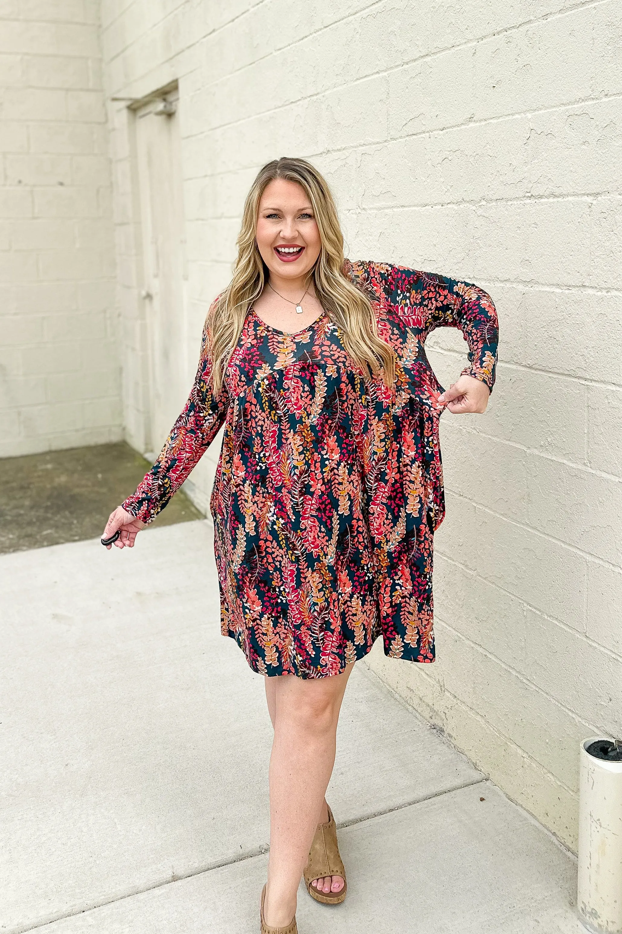 Daring Heart Floral Dress, Hunter Green