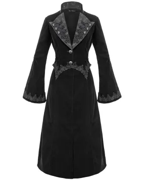 Devil Fashion Death Of Seasons Womens Long Gothic Coat - Black Velvet