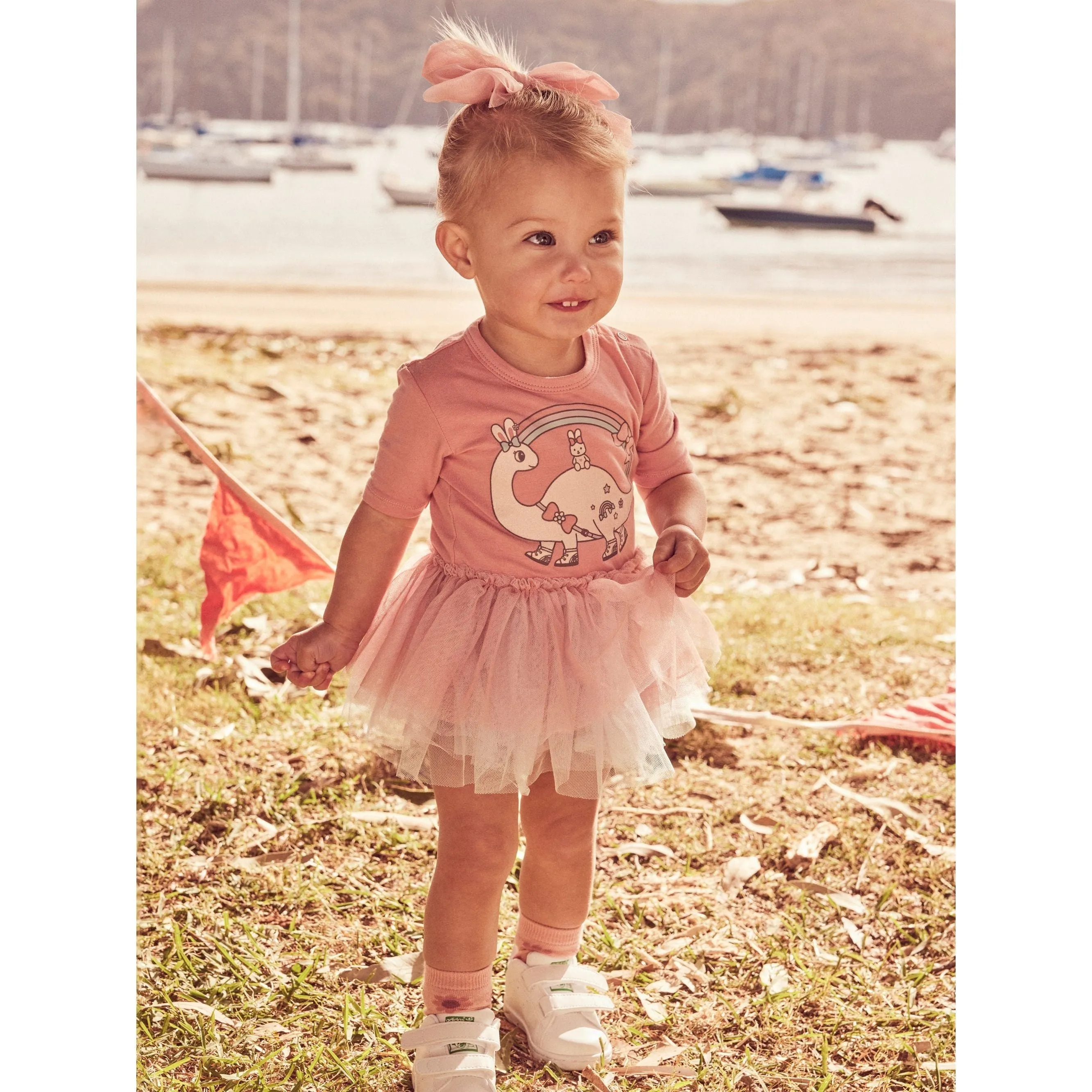 Dino Rainbow Layered Ballet Onesie