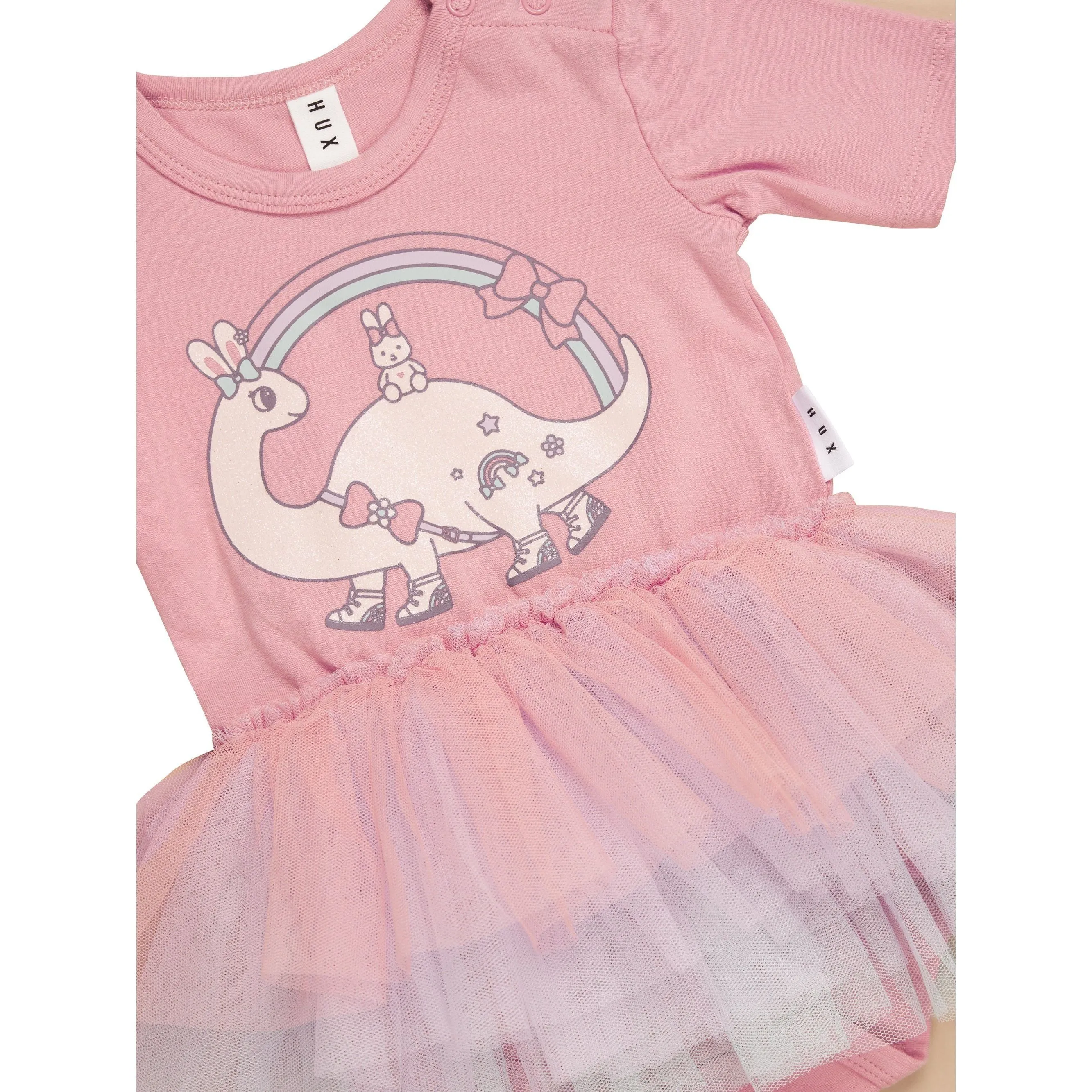 Dino Rainbow Layered Ballet Onesie