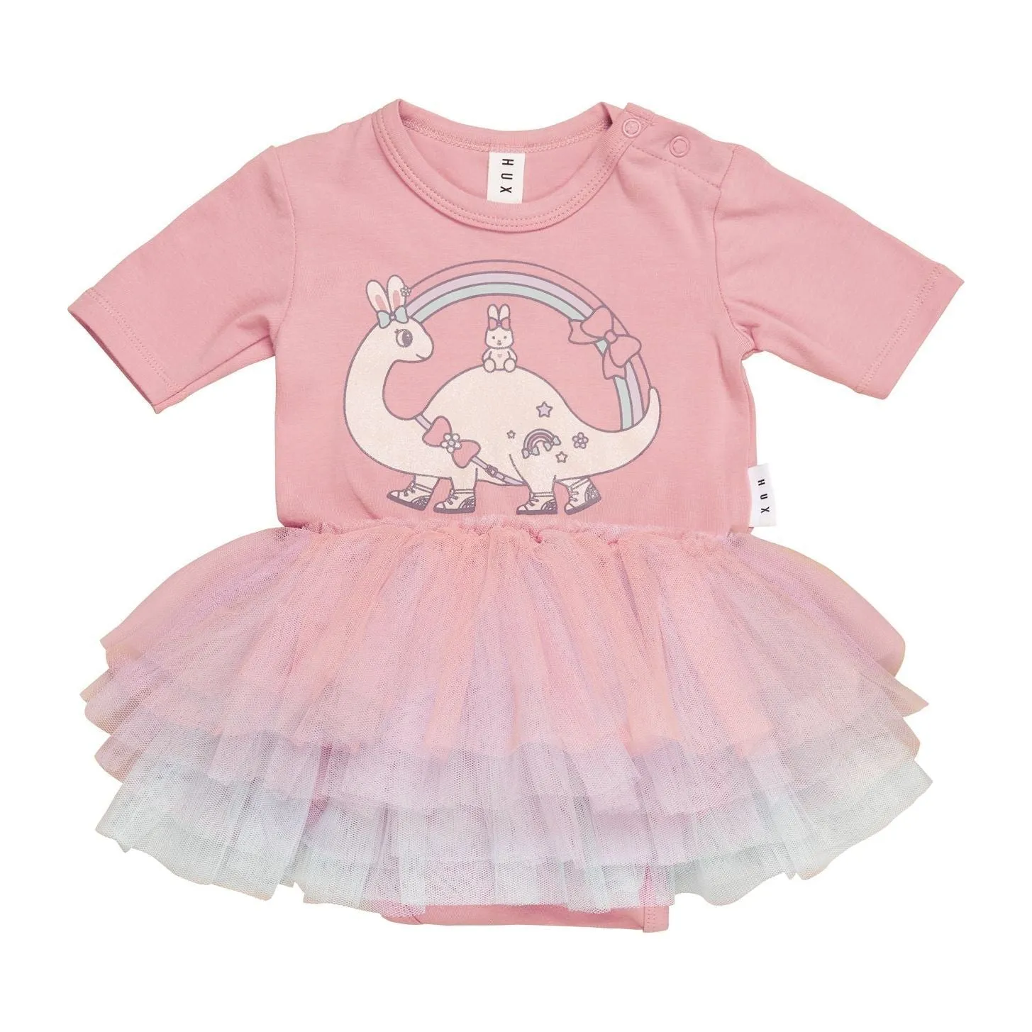 Dino Rainbow Layered Ballet Onesie