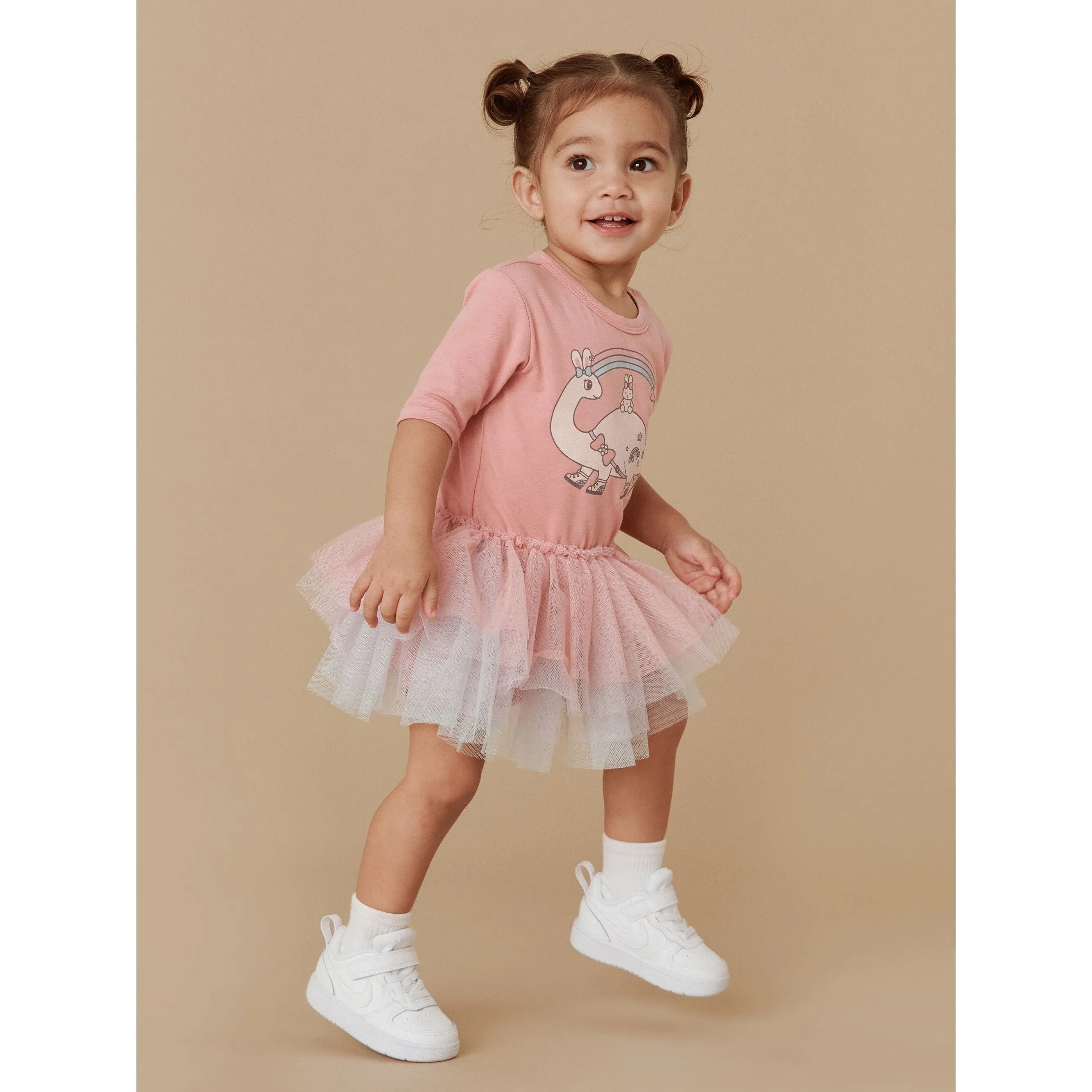 Dino Rainbow Layered Ballet Onesie