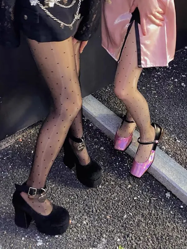 Dots pearly lustre tights