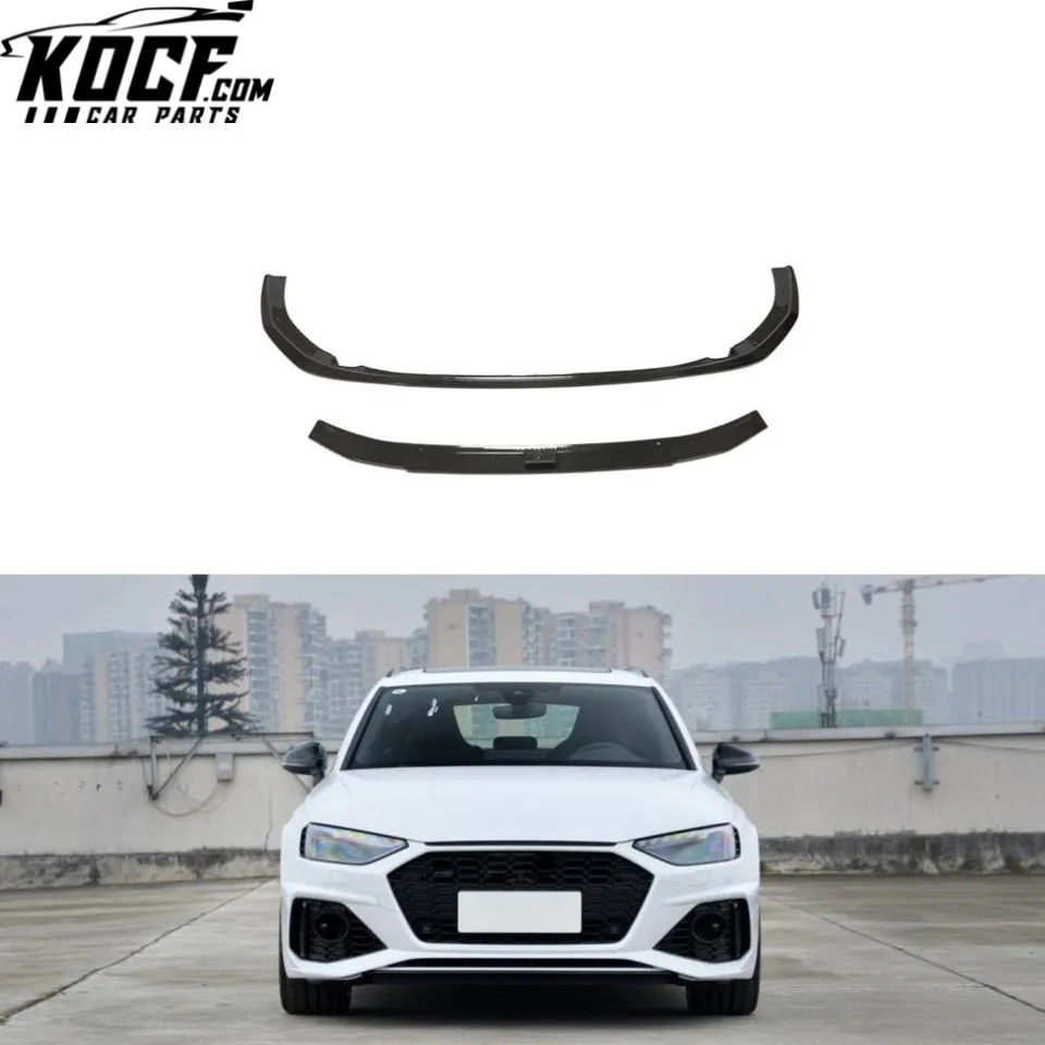 Dry Carbon Fiber RS4 Front Bumper Lip for Audi RS4 B9 A4 Avant 4-Door 2020 2021