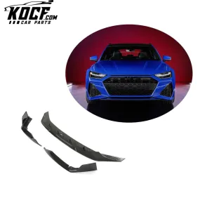 Dry Carbon Fiber RS6 C8 Front Bumper Splitter Lip Spoiler for Audi RS6 C8 Avant Wagon 4-Door 2019-2022