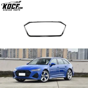 Dry Carbon Fiber RS6 Front Grill Overlay Trim Cover for Audi RS6 A6 C8 Avant Wagon 4-Door 2019- 2021