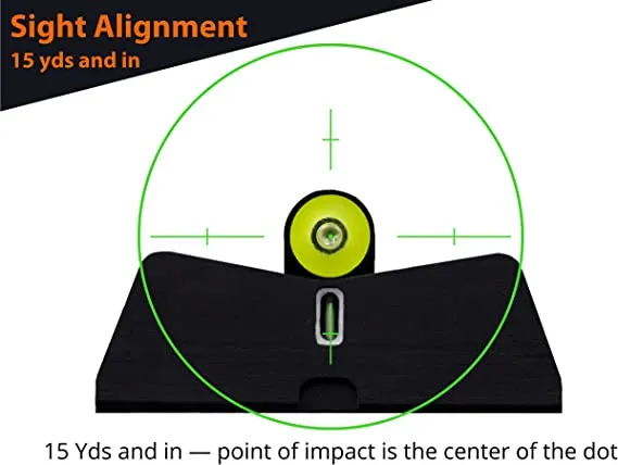 DXT2 Big Dot Night Sight for Glocks, Front and Rear Glow in The Dark Tritium Handgun Sights for Tactical Applications, Fits All Glocks (Yellow, Glock 42, 43, 43X, 48)
