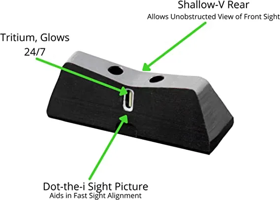 DXT2 Big Dot Night Sight for Glocks, Front and Rear Glow in The Dark Tritium Handgun Sights for Tactical Applications, Fits All Glocks (Yellow, Glock 42, 43, 43X, 48)