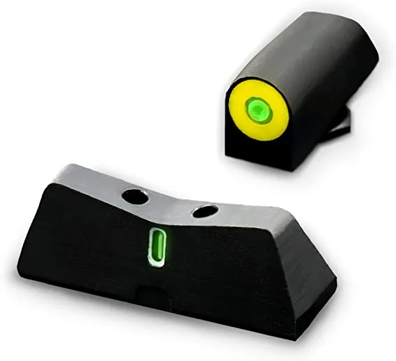 DXT2 Big Dot Night Sight for Glocks, Front and Rear Glow in The Dark Tritium Handgun Sights for Tactical Applications, Fits All Glocks (Yellow, Glock 42, 43, 43X, 48)