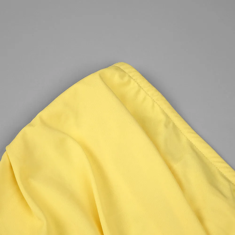 Elegant Yellow Three-Dimensional Embroidery Formal Dress
