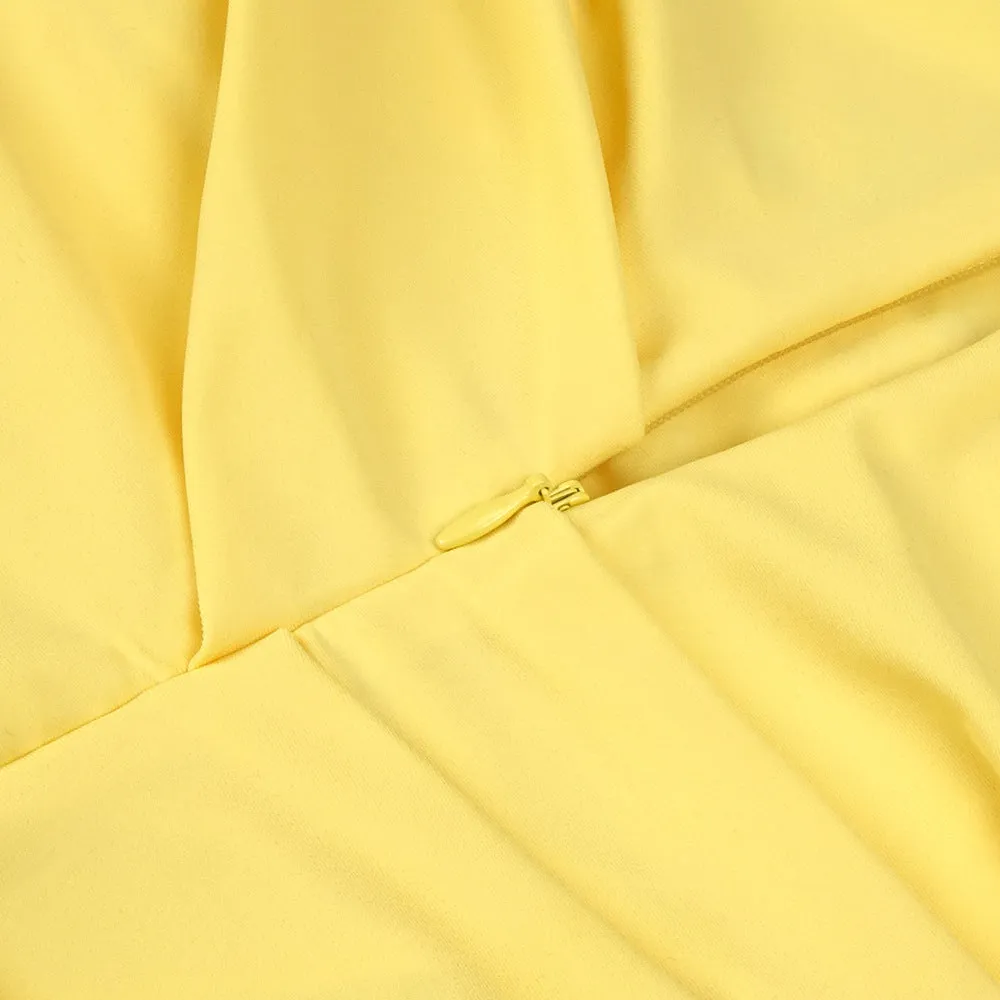 Elegant Yellow Three-Dimensional Embroidery Formal Dress