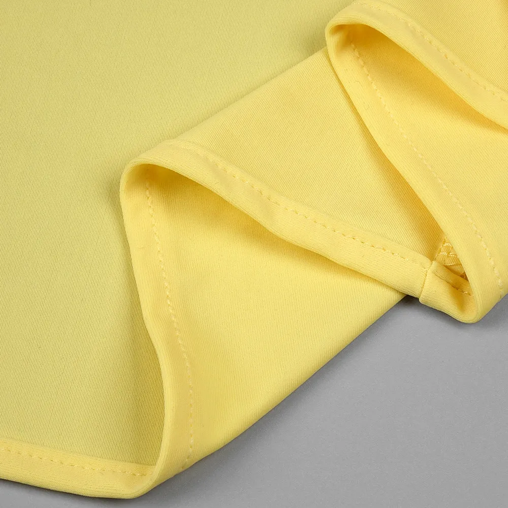 Elegant Yellow Three-Dimensional Embroidery Formal Dress