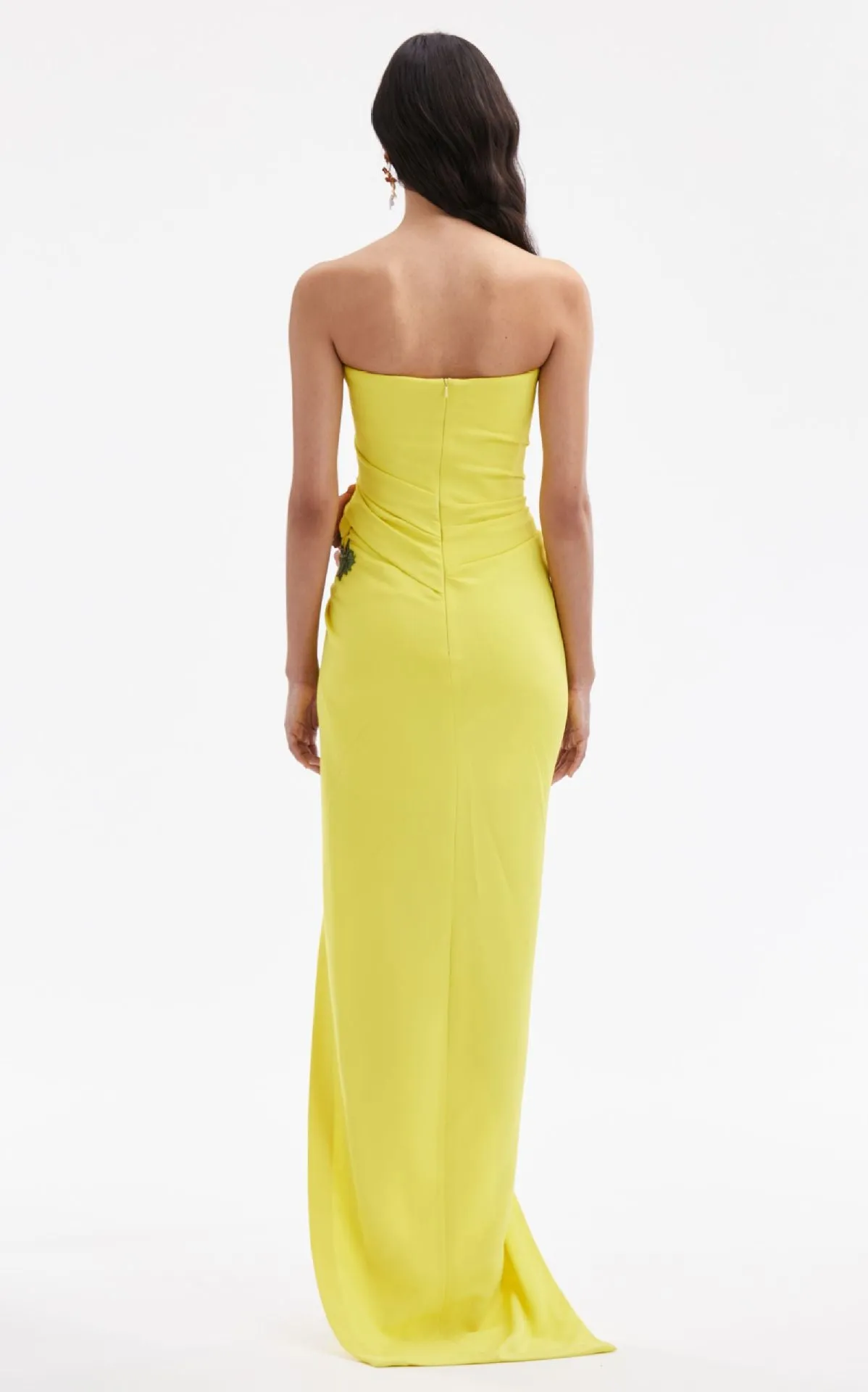 Elegant Yellow Three-Dimensional Embroidery Formal Dress