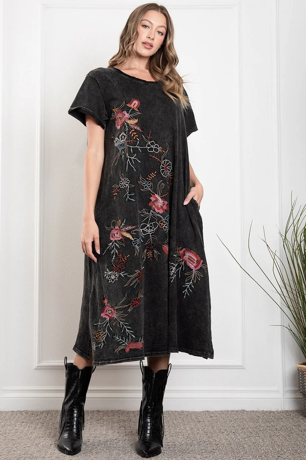 Embroidery Tee Dress #409