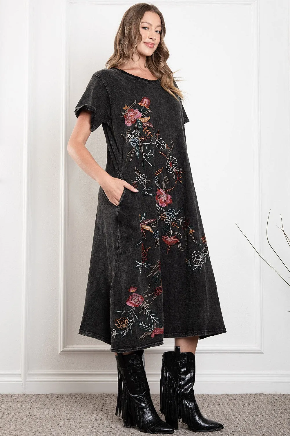 Embroidery Tee Dress #409