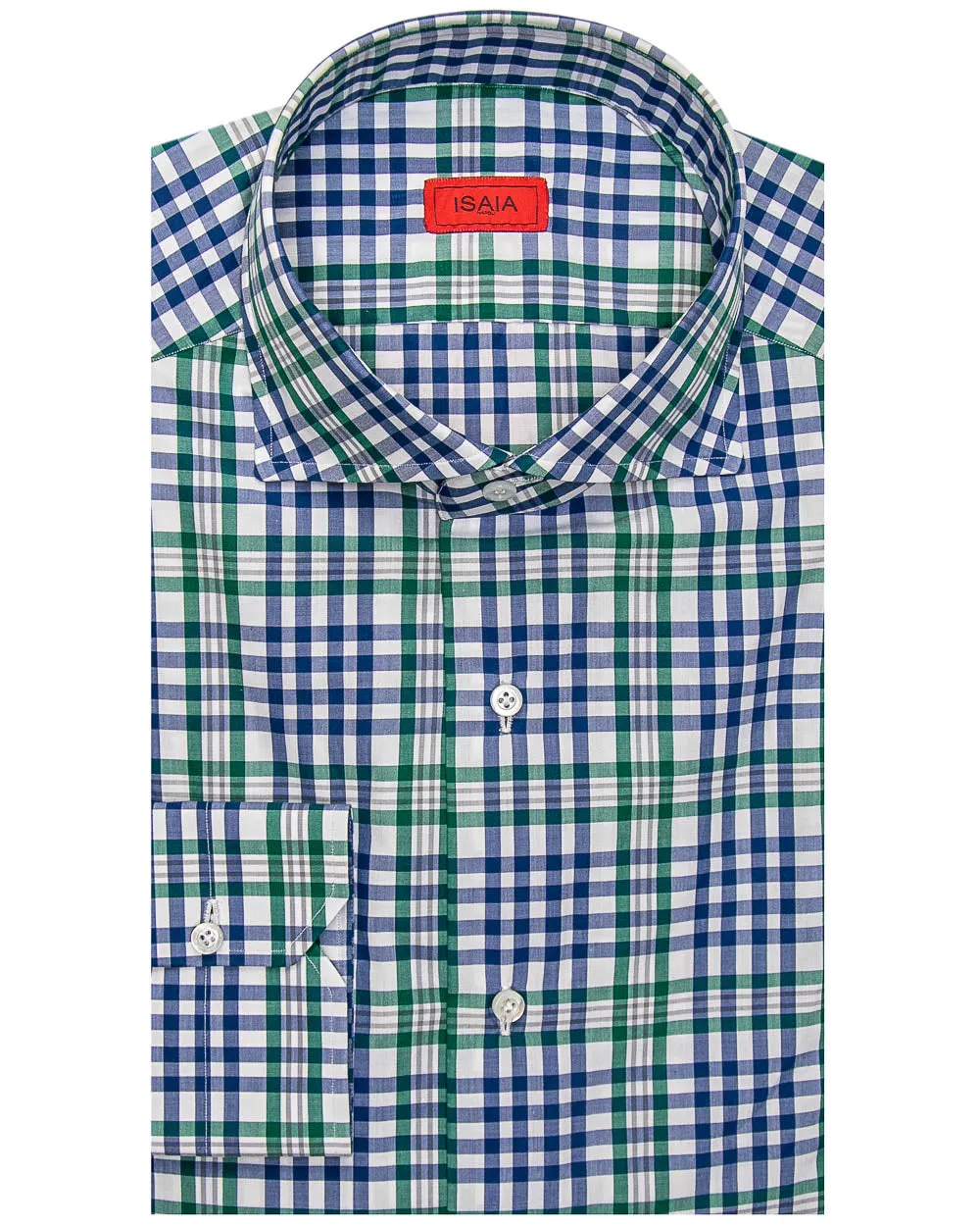 Emerald and Royal Blue Plaid Check Dress Shirt