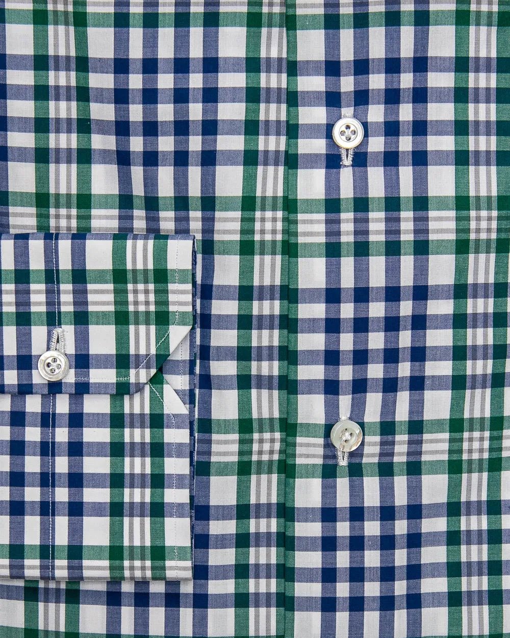 Emerald and Royal Blue Plaid Check Dress Shirt