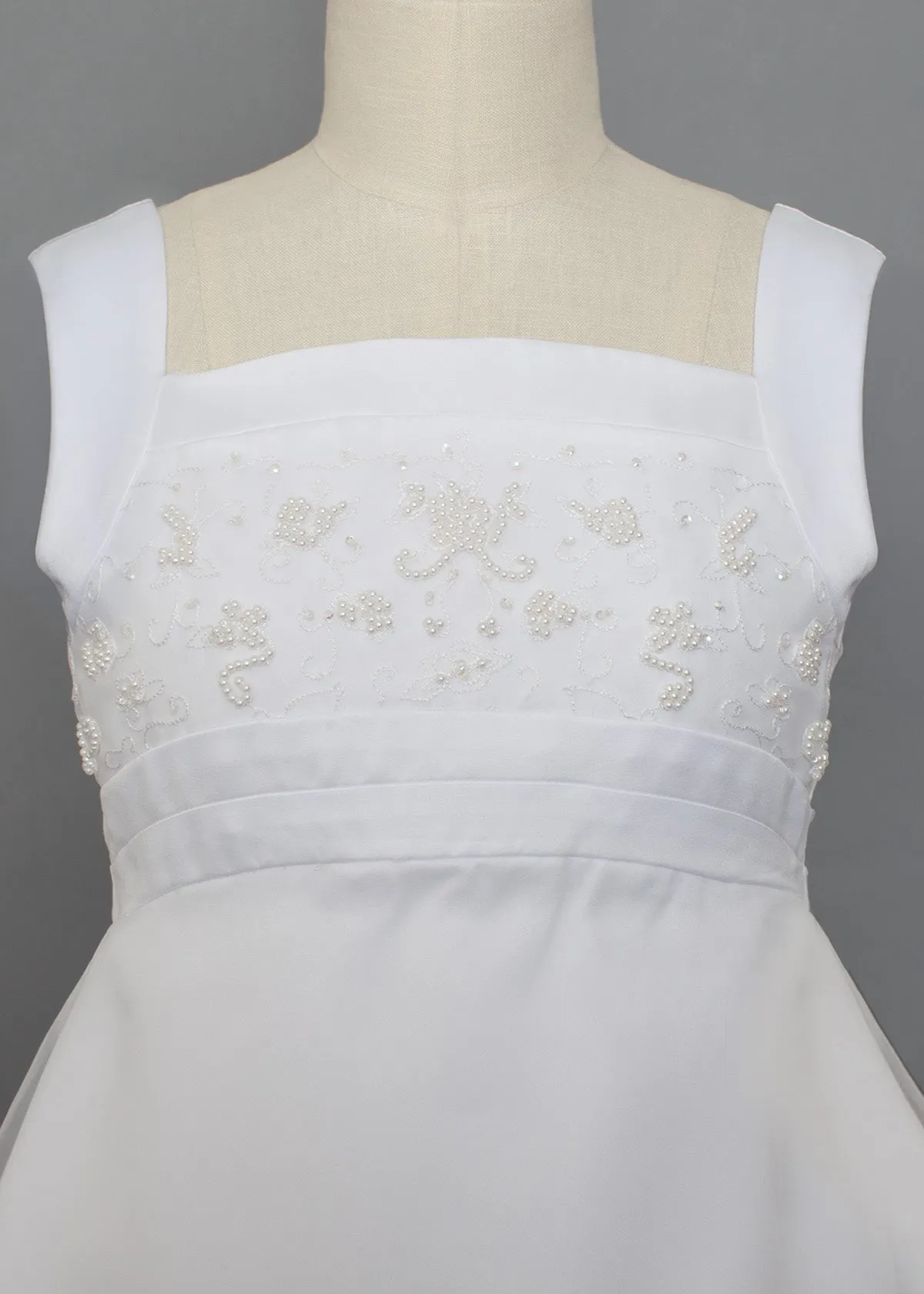 Empire Waist Communion Dress with Hand Beaded Pearl Embellishments
