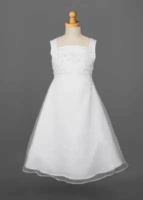 Empire Waist Communion Dress with Hand Beaded Pearl Embellishments