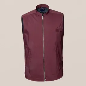 Eton Classic Fit Zip Close Gilet Dark Red