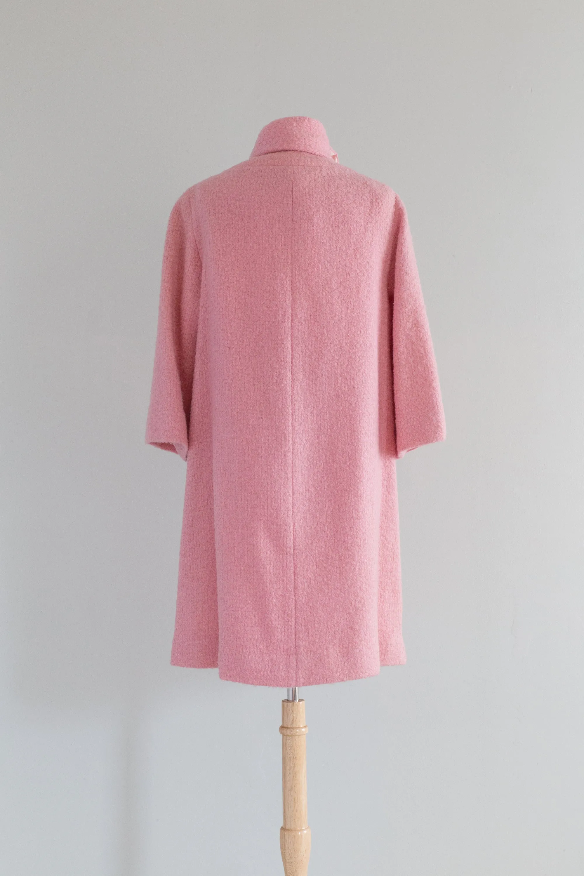 Fabulous 1960's Bubble Gum Pink Spring Coat With Scarf / Medium