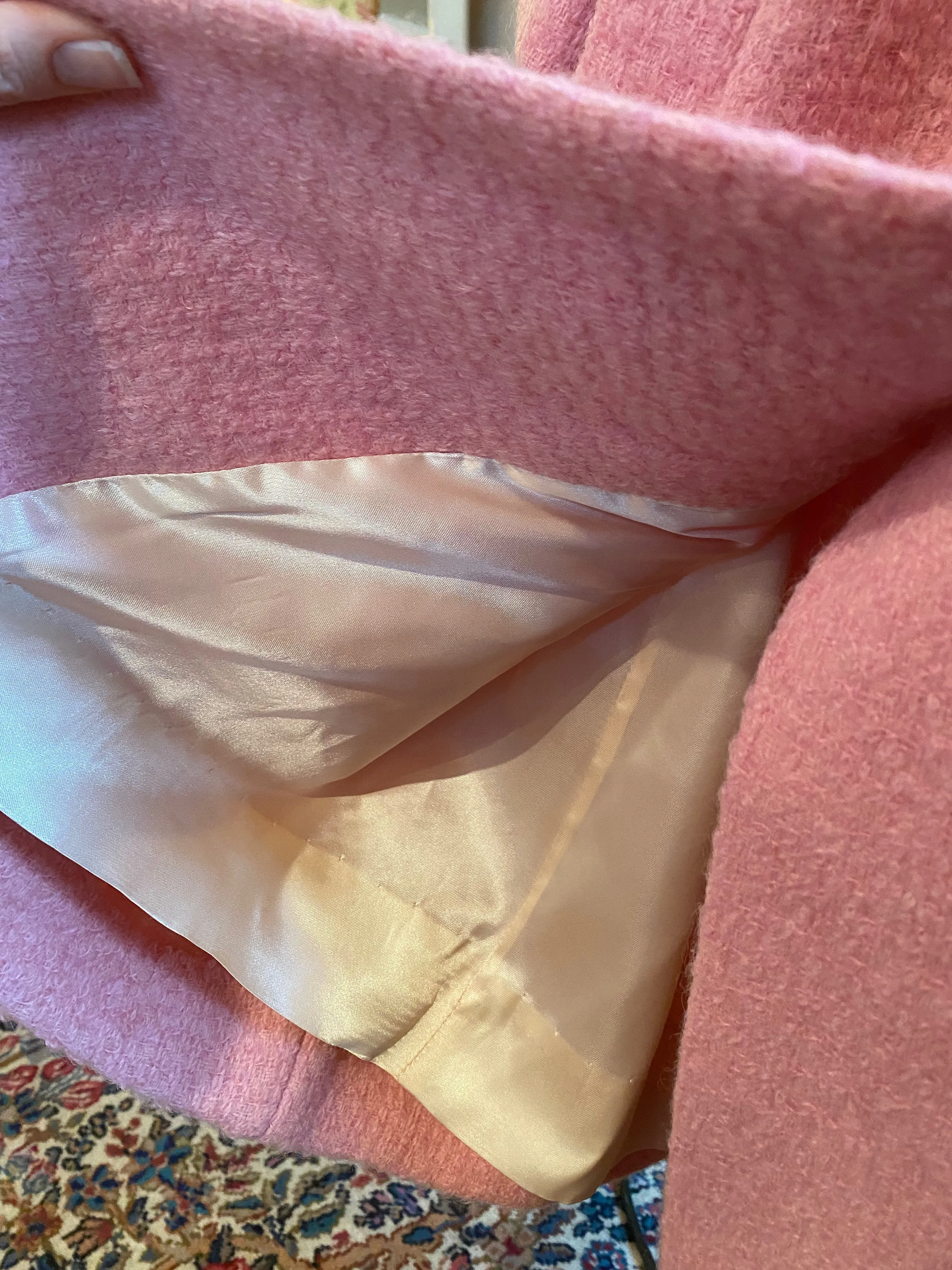 Fabulous 1960's Bubble Gum Pink Spring Coat With Scarf / Medium