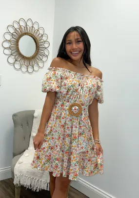Floral Multi Babydoll Dress w/ Belt