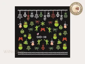GID-038 Christmas Glow In The Dark Water Slide Nail Art Decals - 1pc