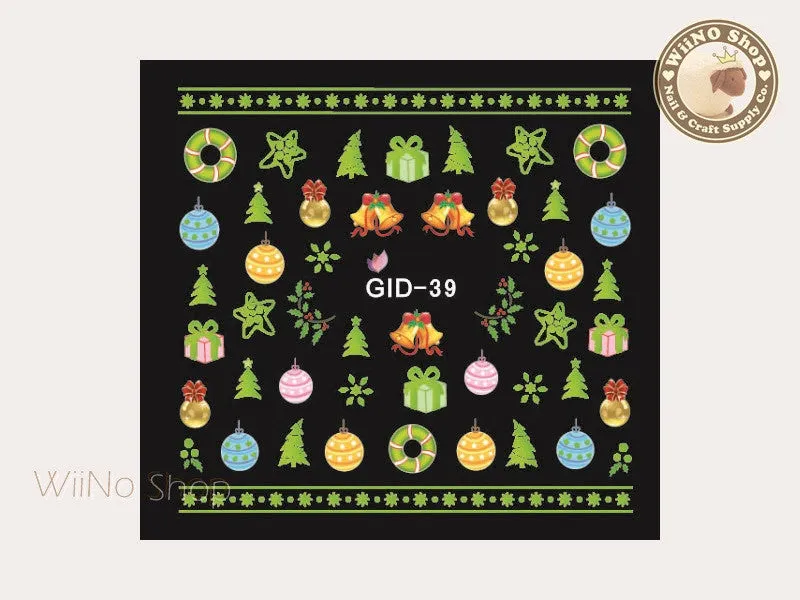 GID-039 Christmas Glow In The Dark Water Slide Nail Art Decals - 1pc