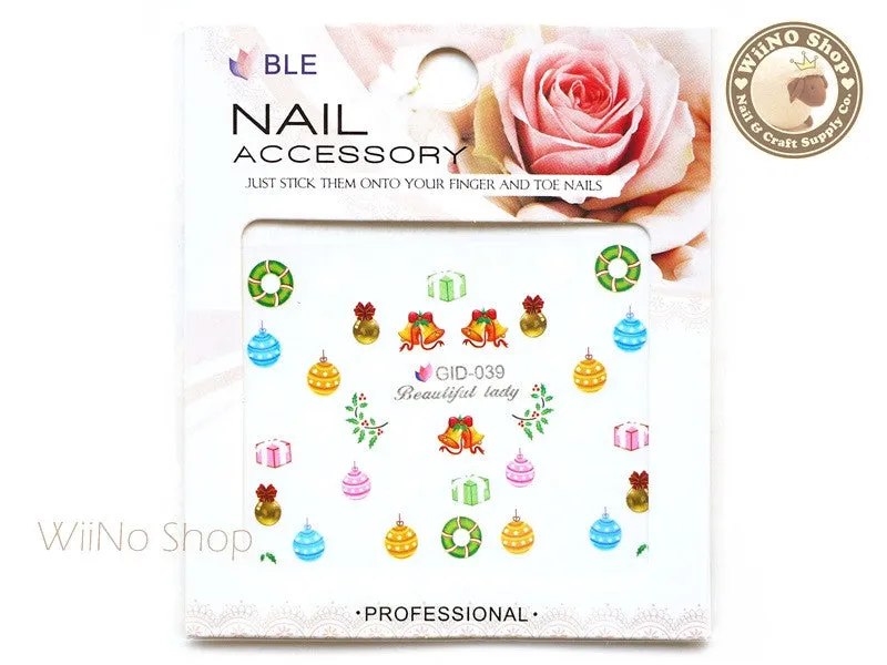 GID-039 Christmas Glow In The Dark Water Slide Nail Art Decals - 1pc