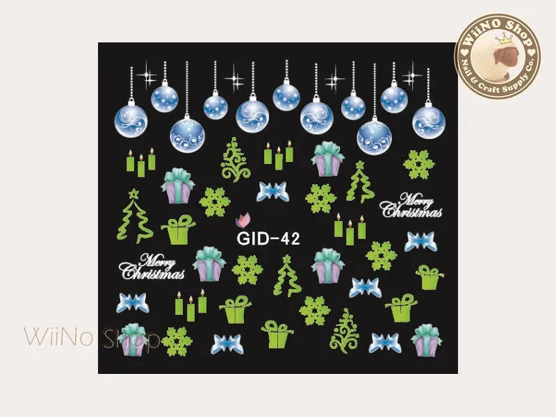 GID-042 Christmas Glow In The Dark Water Slide Nail Art Decals - 1pc