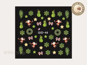 GID-048 Christmas Glow In The Dark Water Slide Nail Art Decals - 1pc