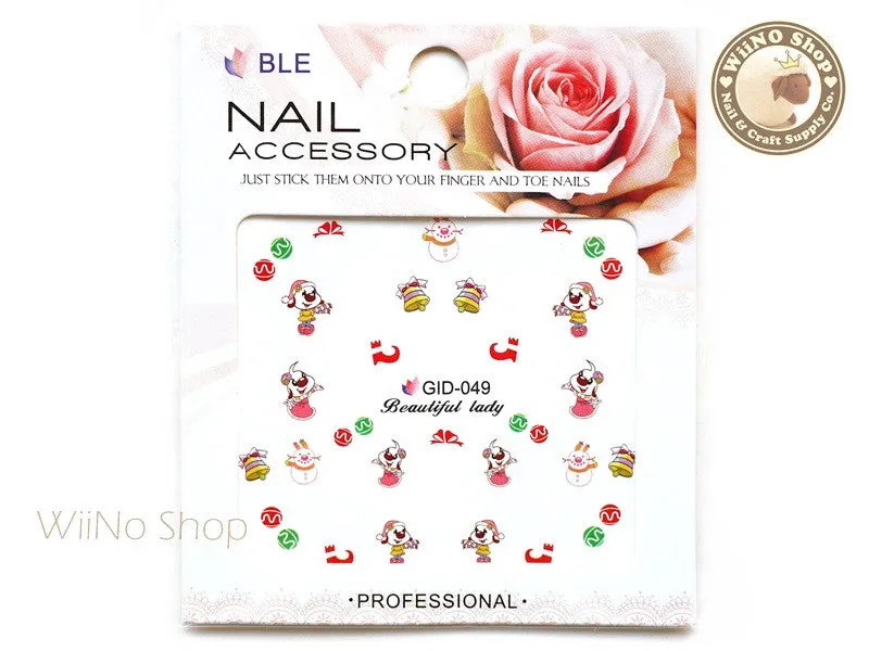 GID-049 Christmas Glow In The Dark Water Slide Nail Art Decals - 1pc